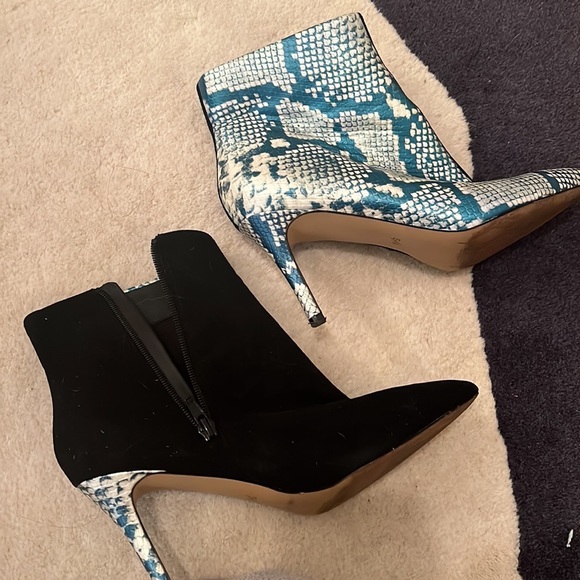 Something Navy Elise Colorblock Snakeskin Booties - Picture 2 of 5